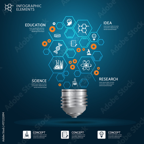 Creative science light bulb Abstract infographic Design template