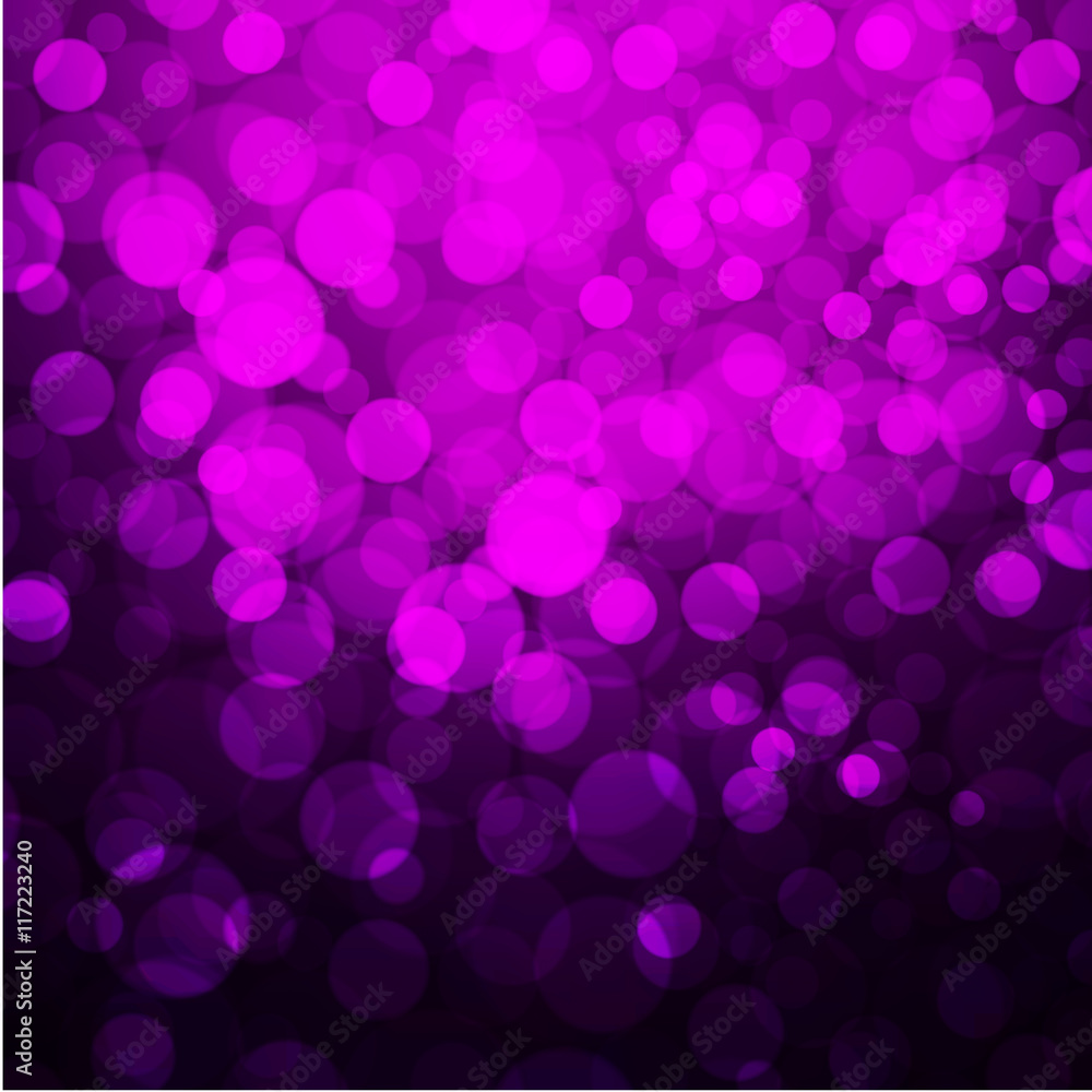 Purple festive christmas elegant abstract background with bokeh lights - Vector