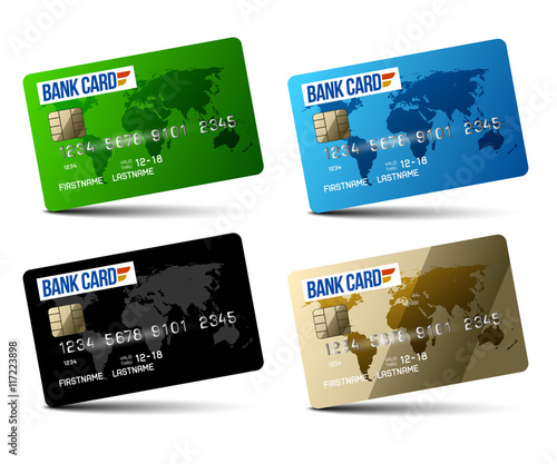 set credit cards isolated on white background