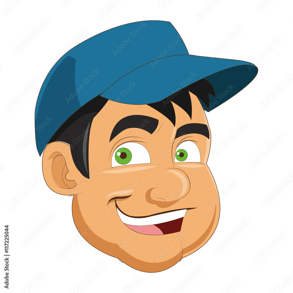 flat design face of man wearing hat icon vector illustration