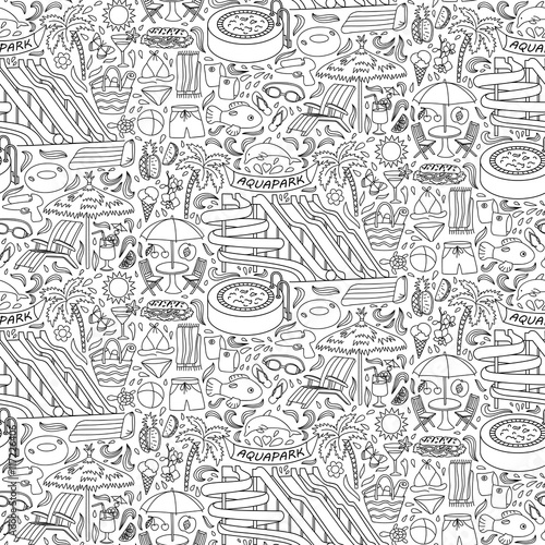 Aquapark doodle seamless pattern