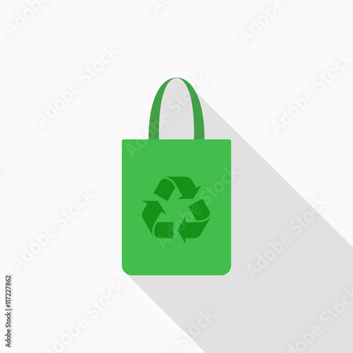 Fabric bag icon with recycle symbol, Cotton bag, Eco bag icon - Vector