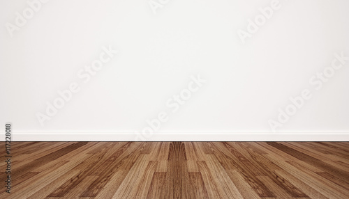 Wood floor with white wall © SasinParaksa
