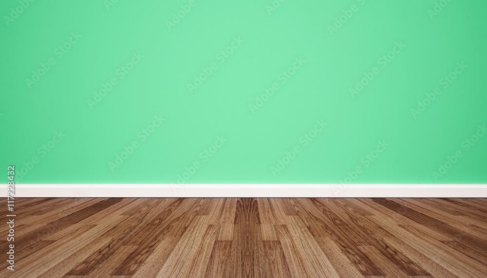 Wood floor with retro green wall Wood floor with retro green wall