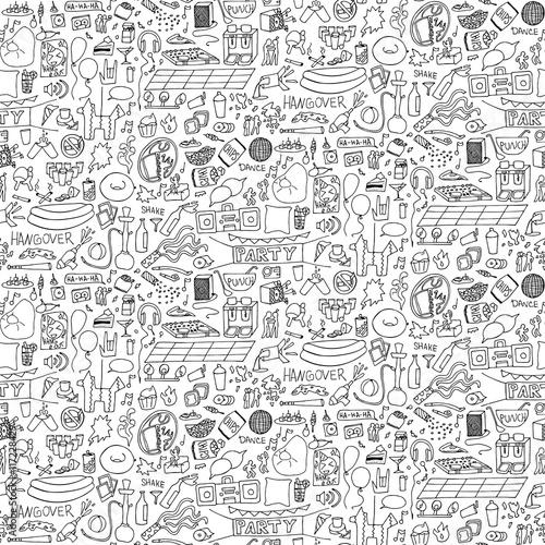 Adult Party Doodle Seamless Pattern