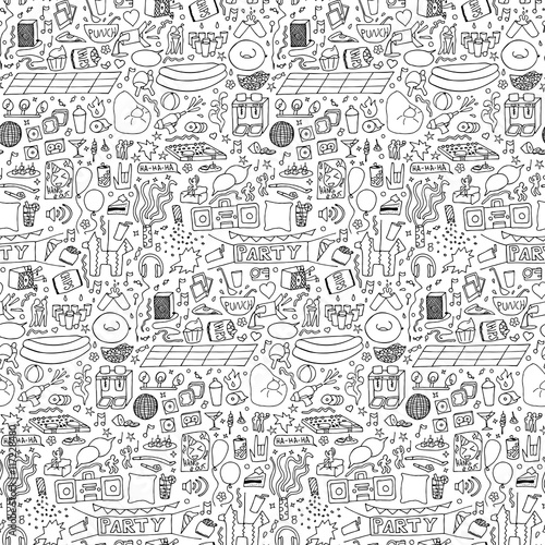 Adult Party Doodle Seamless Pattern