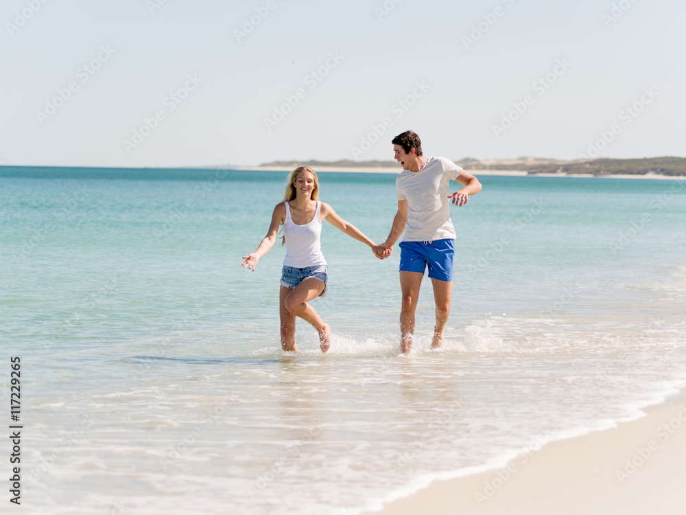 Romantic young couple on the beach