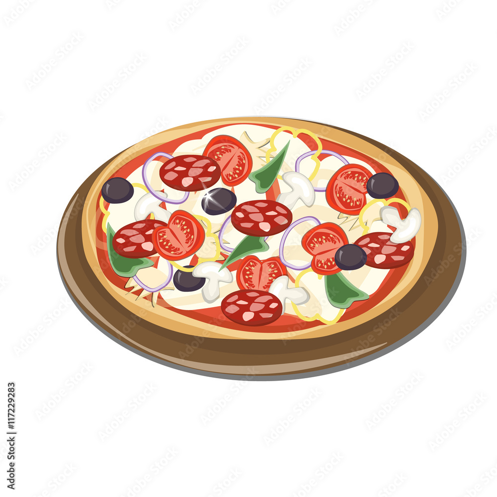 Italian pizza on a white background Italian pizza on a white background