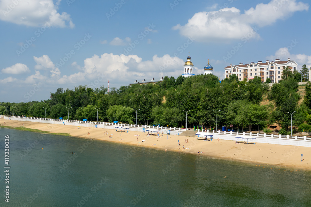 Orenburg views of the waterfront and the river Ural
