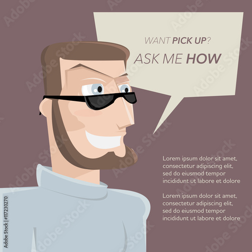 Cartoon successful pickuper man vector illustration. Pick up gir