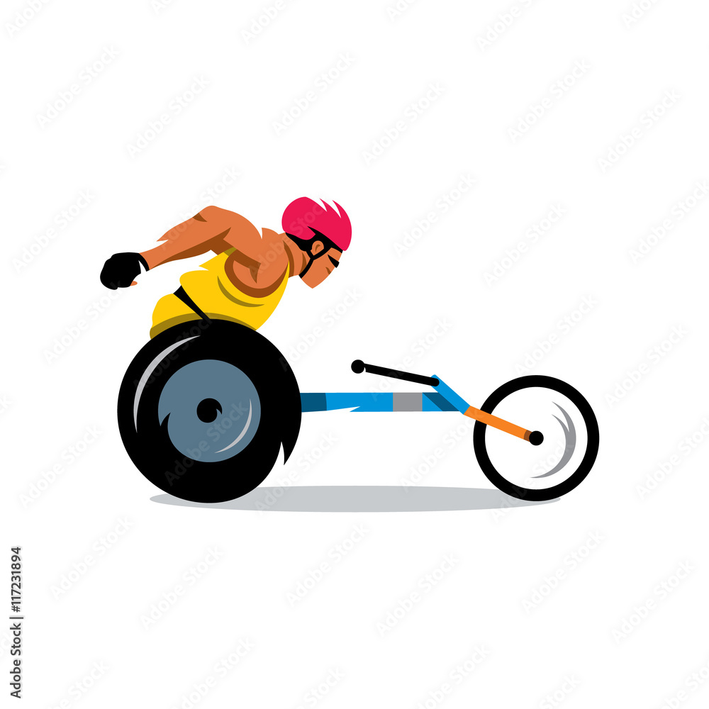 Obraz premium Wheelchair Racing Vector Cartoon Illustration.