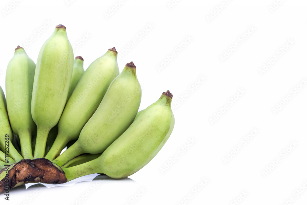 Thai green cultivated banana isolated on white Thai green cultivated banana isolated on white