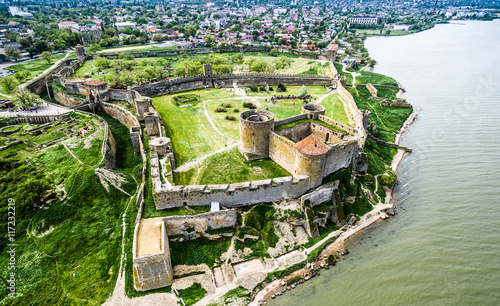 Old fortress in Belgorod-Dniester, Ukraine, aerial photo photo