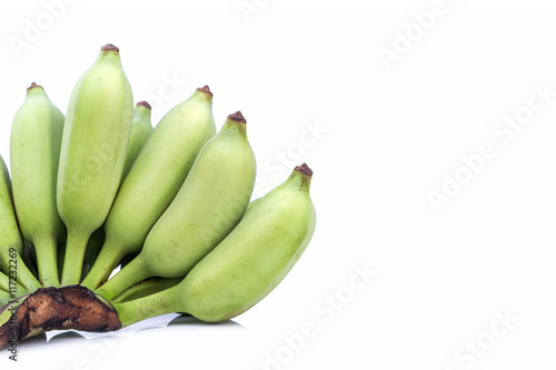 Thai green cultivated banana isolated on white