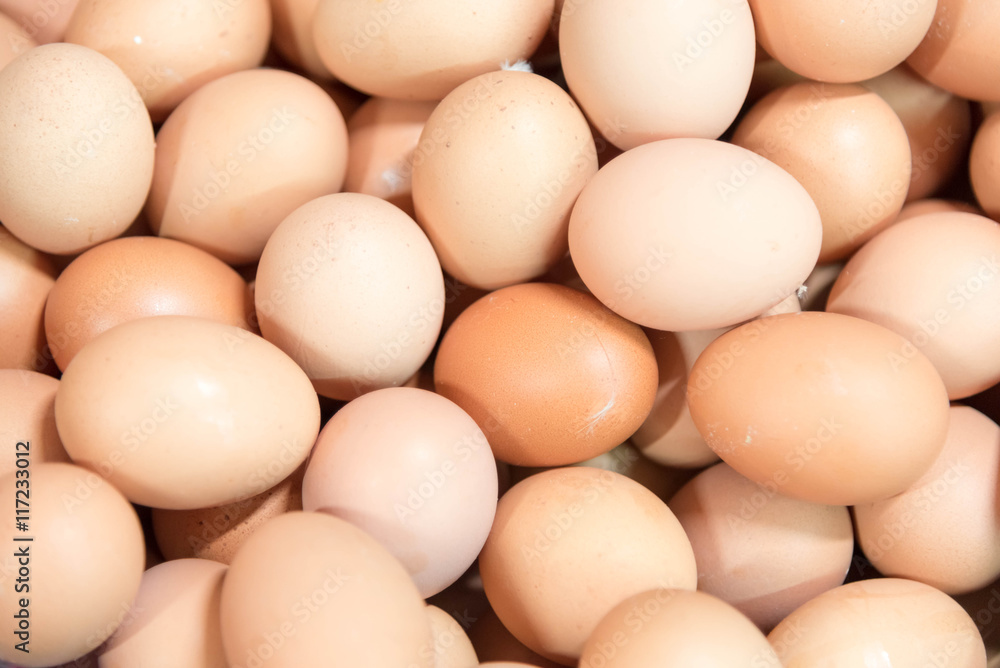 close up pile of fresh chicken eggs in the market close up pile of fresh chicken eggs in the market