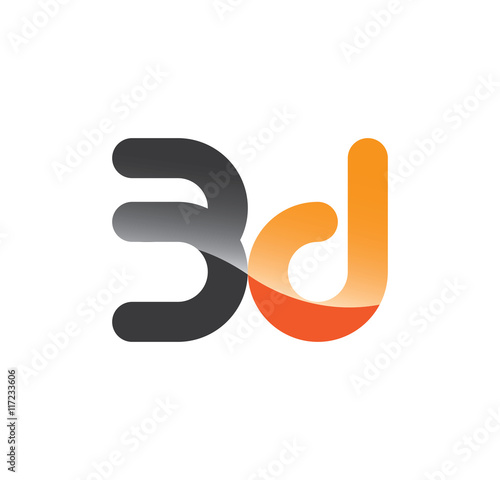 3d initial grey and orange with shine