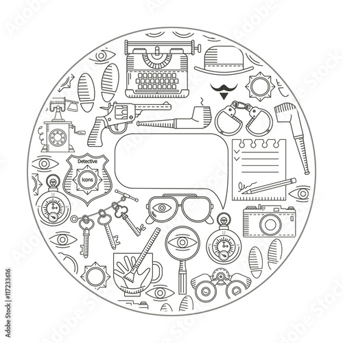 Detective icons in circle