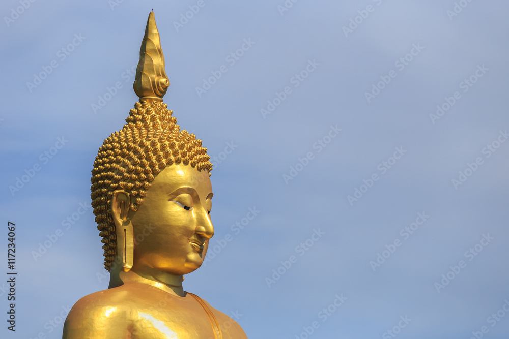 Golden buddha statue in Angthong province in Thailand