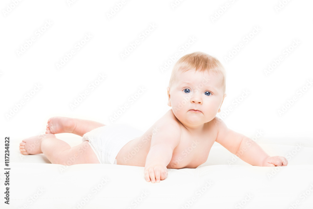 Portrait of a cute smiling infant baby crawling Portrait of a cute smiling infant baby crawling