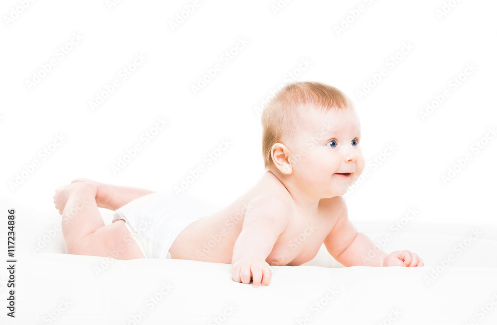Portrait of a cute smiling infant baby crawling Portrait of a cute smiling infant baby crawling