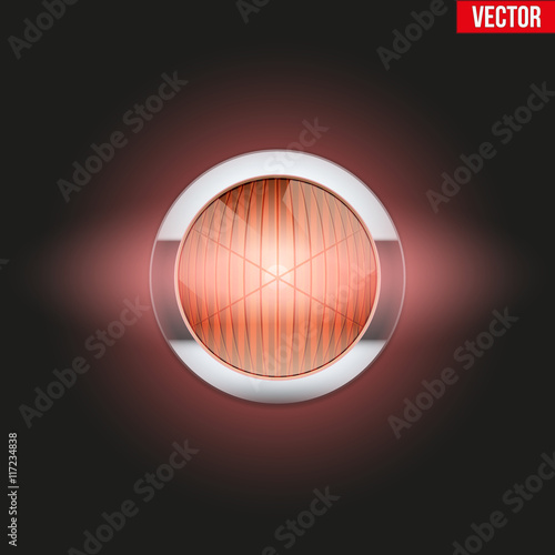 Round car headlight turn indicator is on.