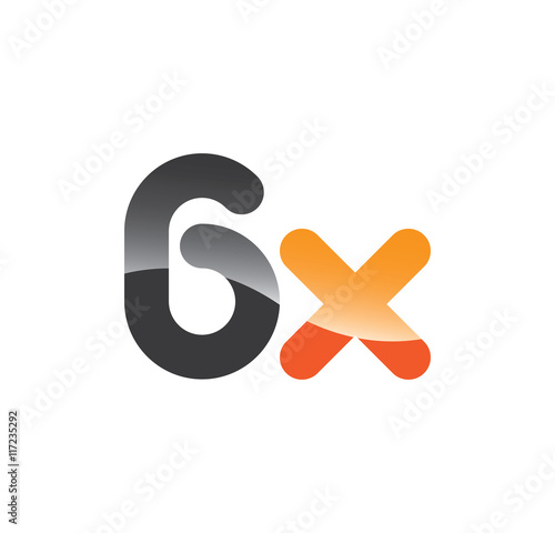 6x initial grey and orange with shine photo