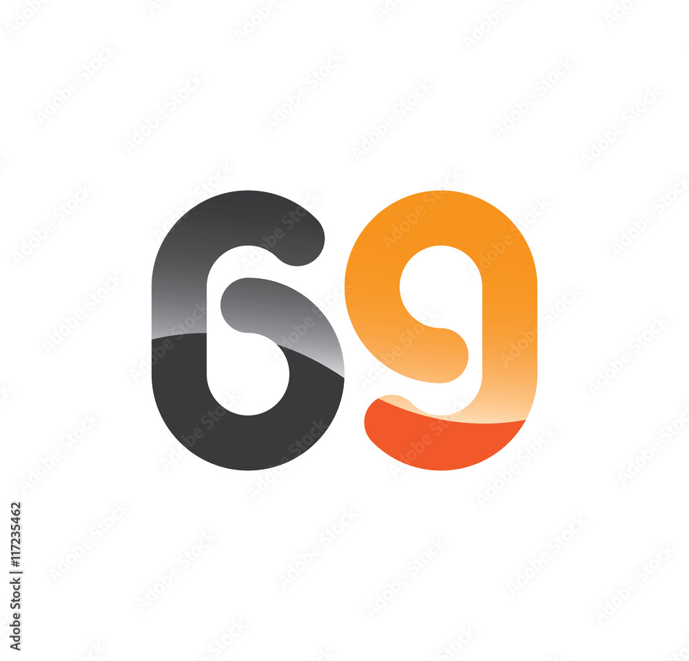 Fototapeta premium 69 initial grey and orange with shine