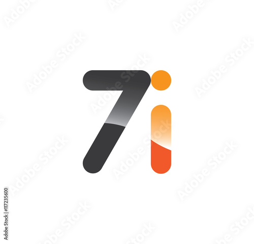 7i initial grey and orange with shine