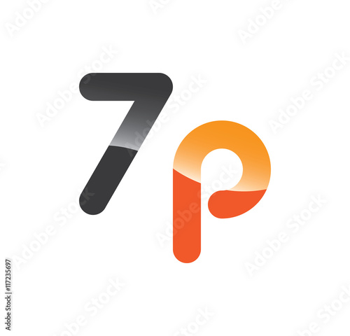 7p initial grey and orange with shine