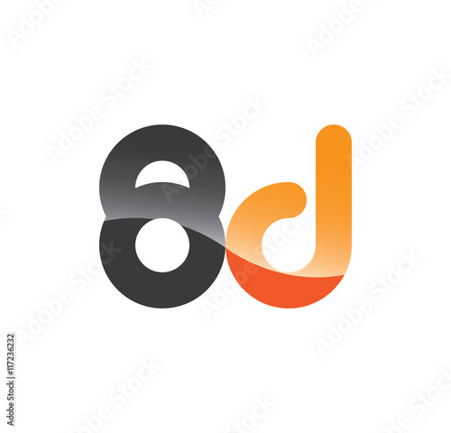 8d initial grey and orange with shine