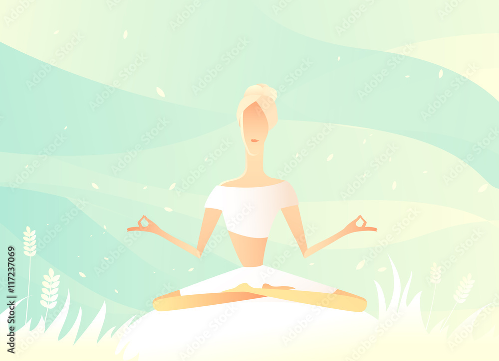 Obraz premium Girl in yoga lotus pose