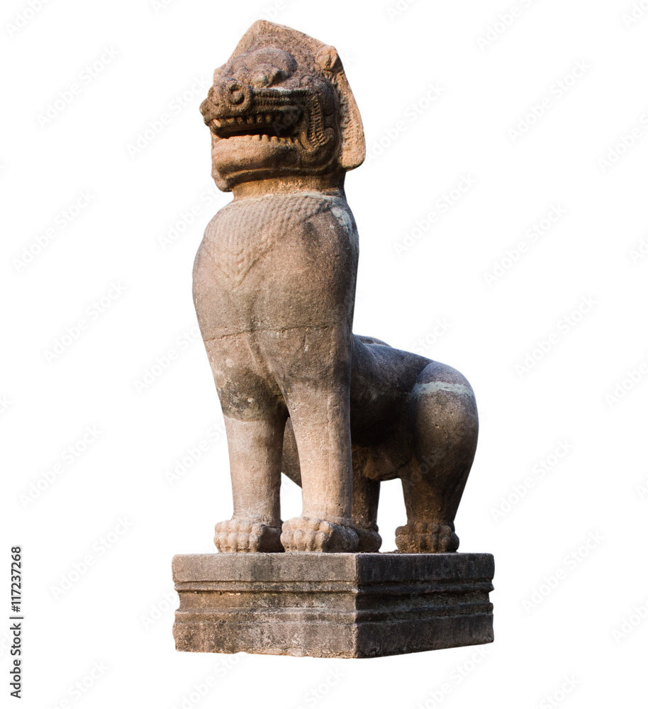 lion stone isolate on white background lion stone isolate on white background