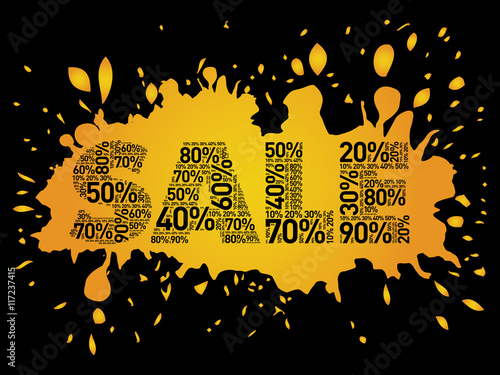 Sale percents composed in word cloud, business concept