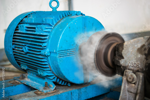 motor equipment with smoke in factory for water pump
