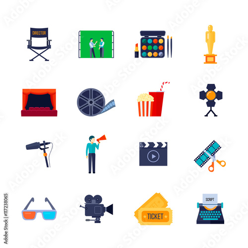Filmaking Attributes Flat Icons Collection 