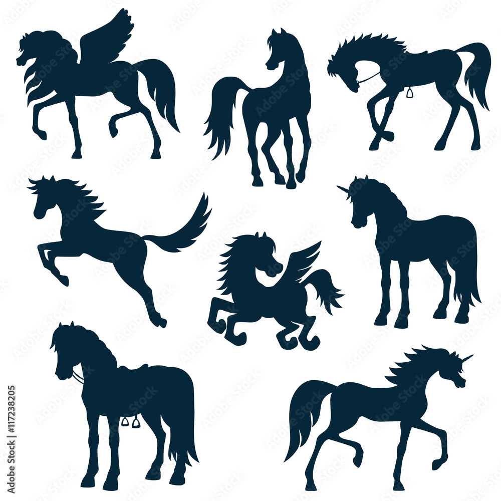 Fototapeta set vector silhouettes of horses