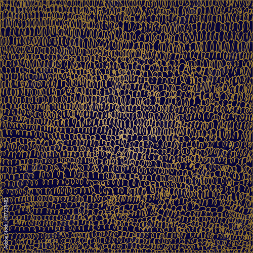 Golden scribble on blue background. Illustration  version.