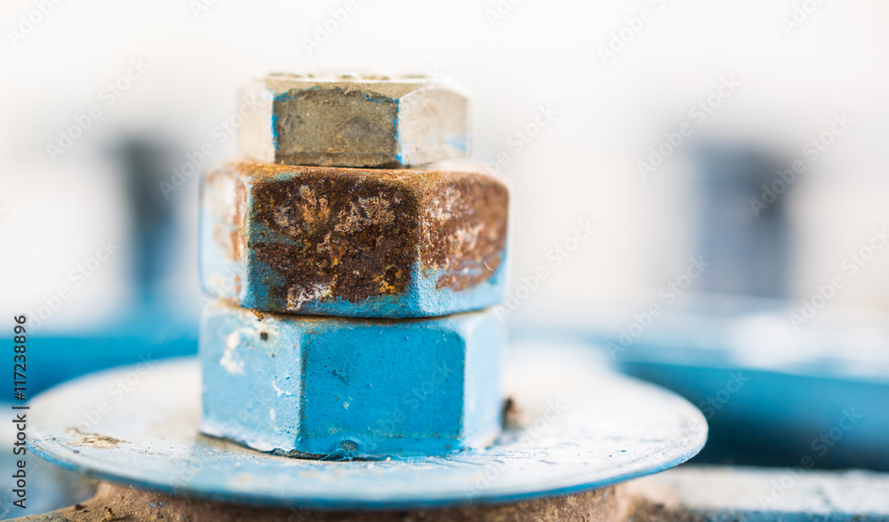 Bolts and nuts connection joint of blue steel pipe Bolts and nuts connection joint of blue steel pipe