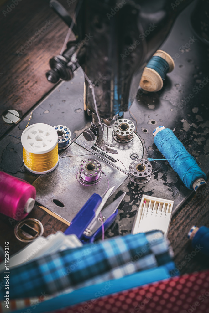 Sewing background concept Sewing background concept