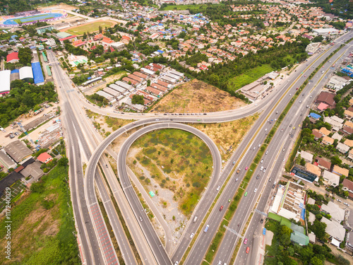 Top view over the road and highway