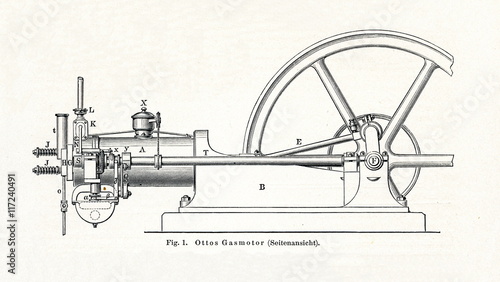 Fotografie Otto engine (from Meyers Lexikon, 1895, 7 vol.)