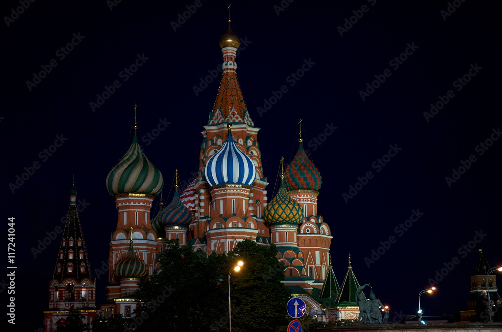 St Basil's Church. Night. Red Square. Moscow.