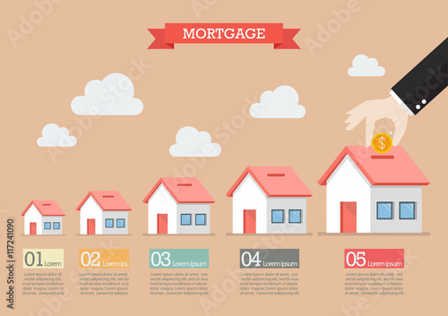 Hand collect the money in house piggy bank infographic