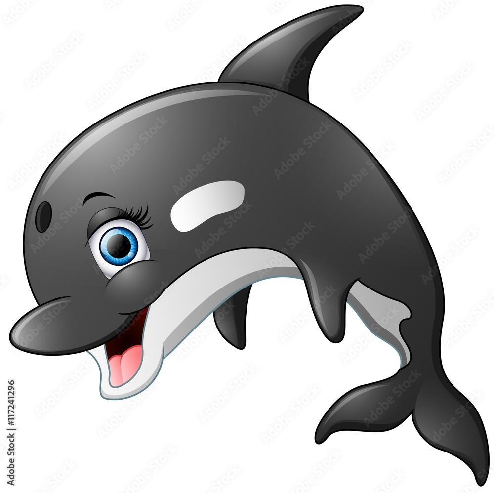 Fototapeta premium Happy killer whale cartoon