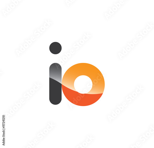 io initial grey and orange with shine
