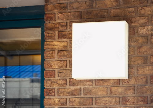 Wallpaper Mural Signage Shop Mock up light box sign display on brick wall Torontodigital.ca