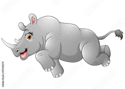 Happy rhino cartoon running