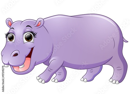 Happy hippo cartoon walking