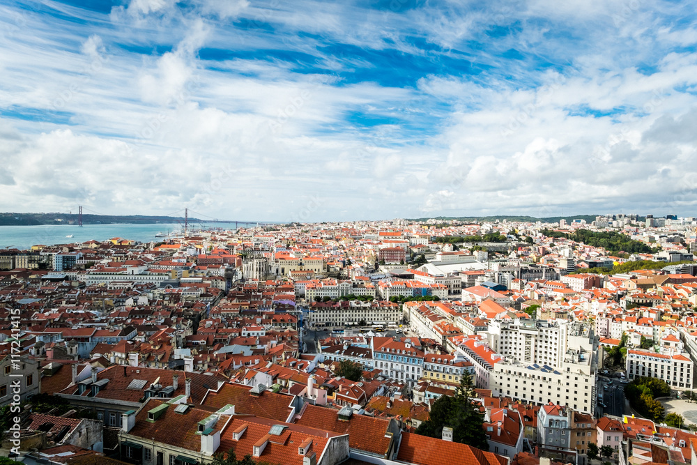Landscape view over the beautiful city of Lisbon, Portugal