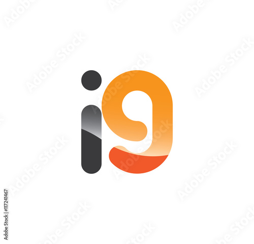 i9 initial grey and orange with shine